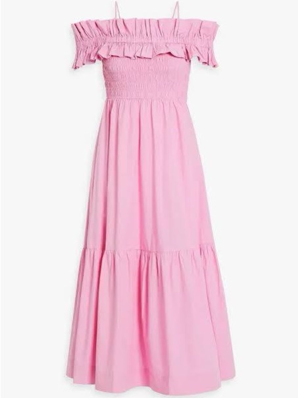 Ganni Pink Ruffle-Trim Smocked Kids Dress